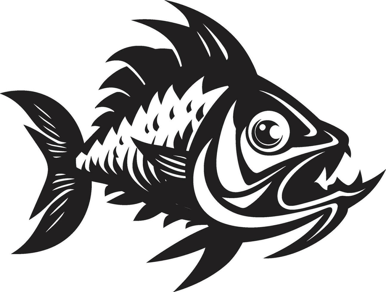 onder de golven vis bot logo kunst X straal visie van de diep vector vis skelet