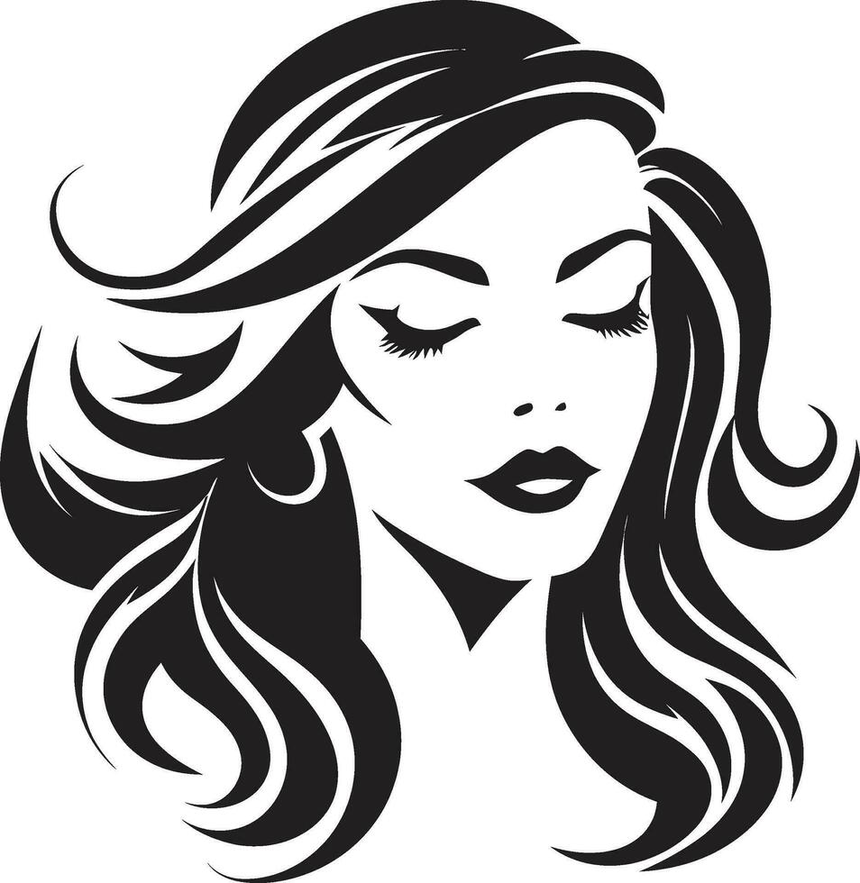 mystiek eenvoud embleem met vrouw gezicht subliem kalmte vrouw gezicht in zwart logo vector