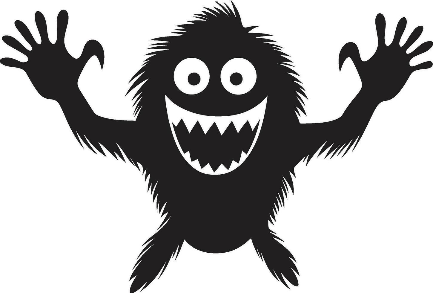 zwart en stoutmoedig tekenfilm monster vector symbool iconisch schepsel tekenfilm monster in zwart logo