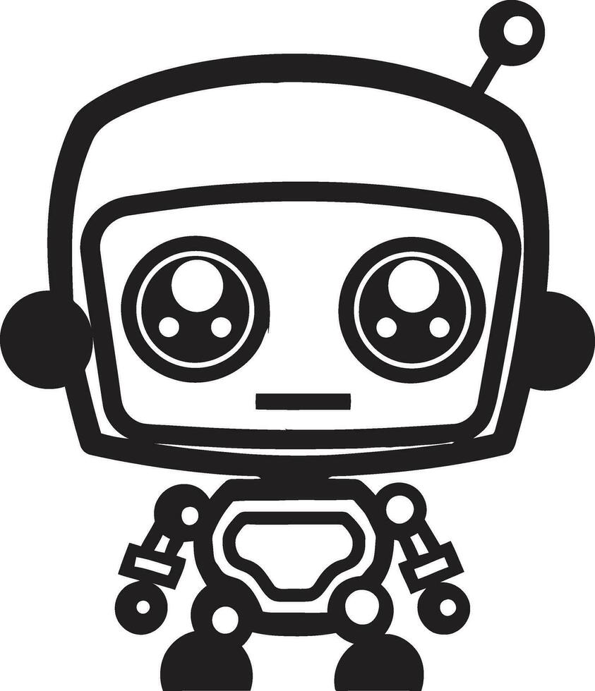 inkt zwart innovator een robot vector mascotte episch cyber maatje een klein robot symbool