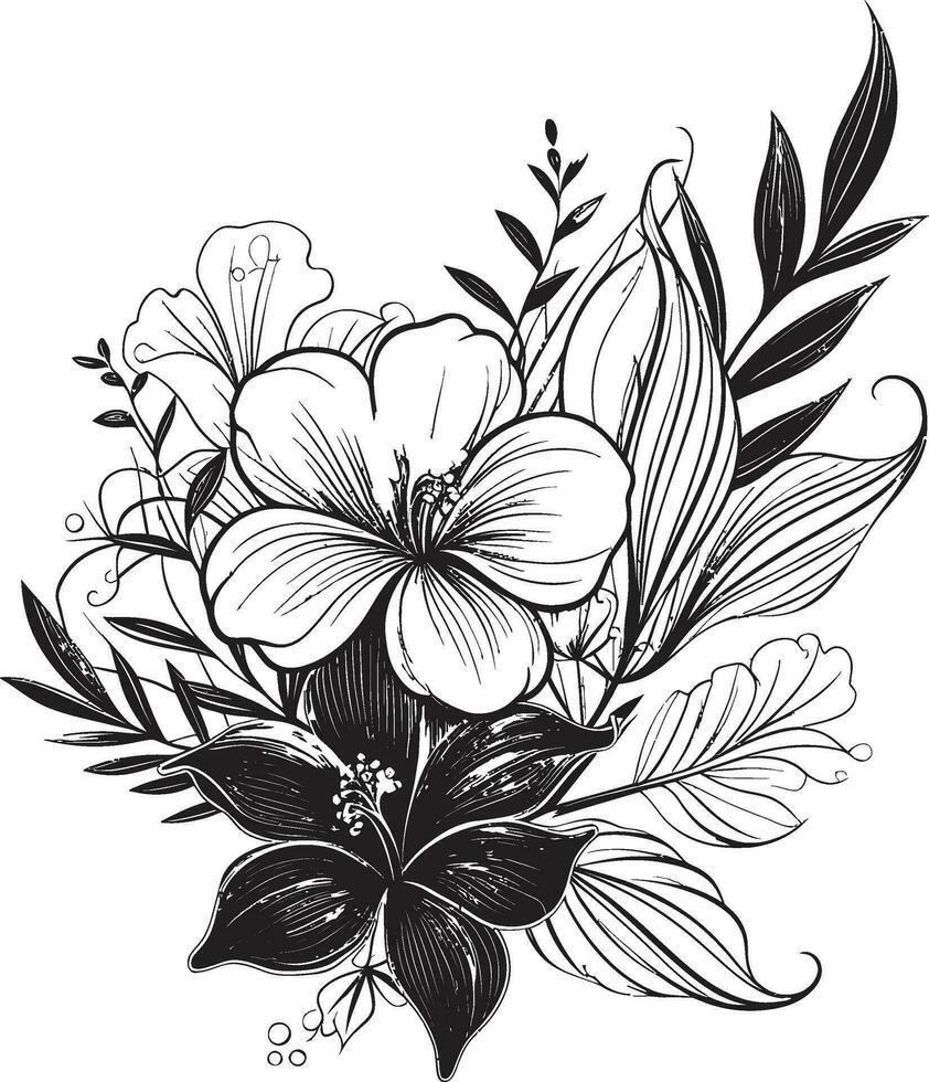 vector kunstenaarstalent exotisch bloemen embleem in zwart tropisch elegantie zwart logo ontwerp met bloemen icoon