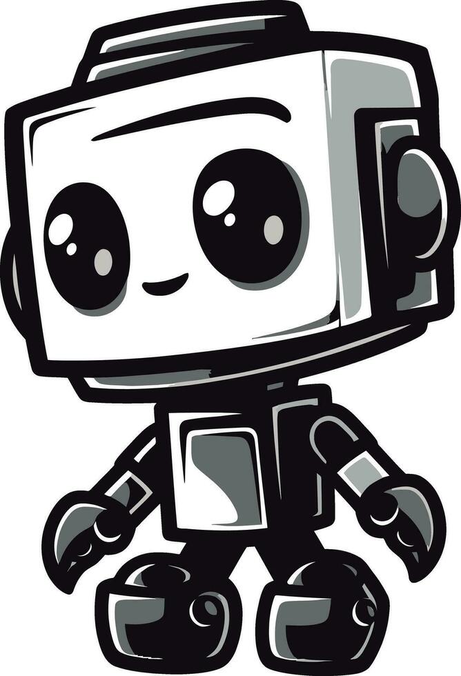 pixel paladin een robot mascotte in vector inkt zwart innovator een strak logo embleem