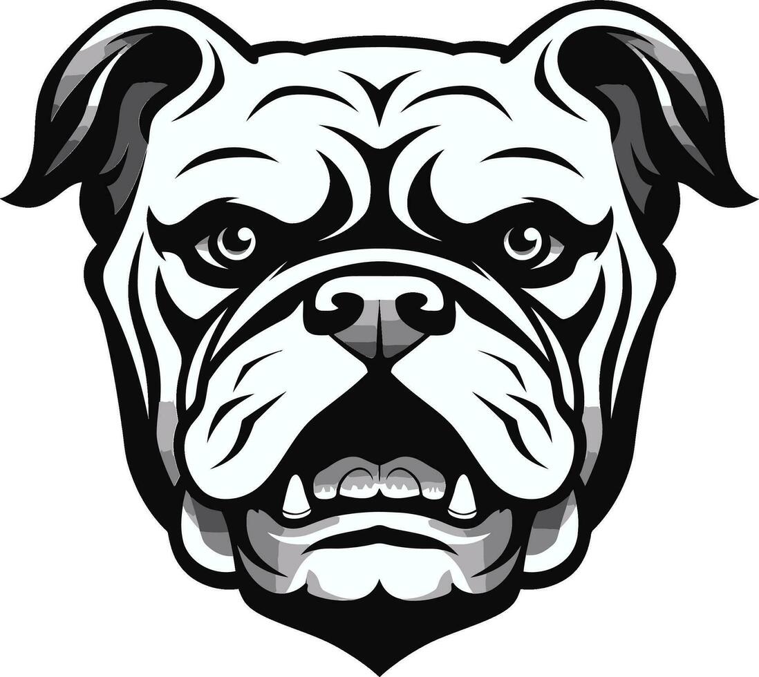 bulldog geest zwart logo met iconisch hond hoektand moed vector icoon in zwart