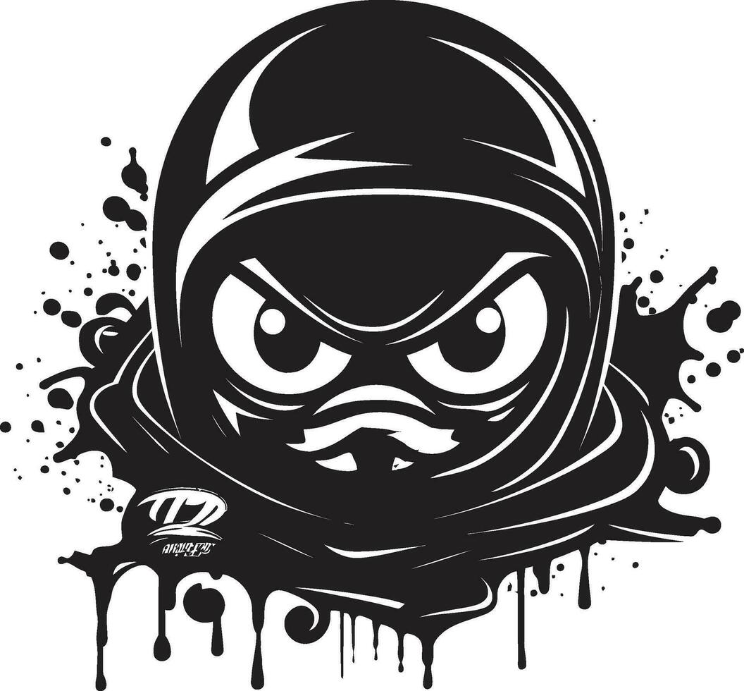 rebel kunstenaarstalent woedend verstuiven verf mascotte zwart logo van woede vector verstuiven verf