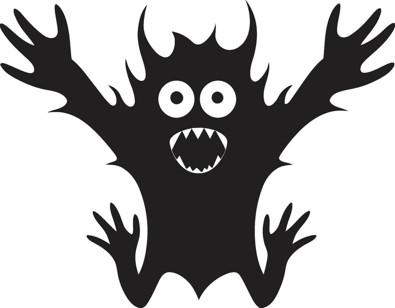 monsterlijk mascotte tekenfilm monster logo schepsel comfort zwart vector icoon