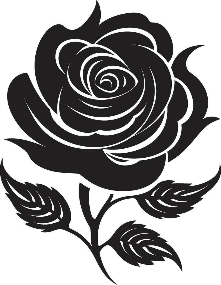 strak roos embleem met sereen charme een strak en sereen vertegenwoordiging van een roos elegant zwart roos icoon een embleem dat straalt uit elegantie en verfijning vector