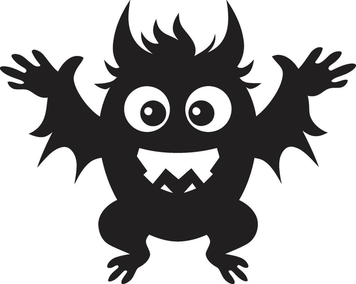 zwart en stoutmoedig tekenfilm monster vector symbool iconisch schepsel tekenfilm monster in zwart logo