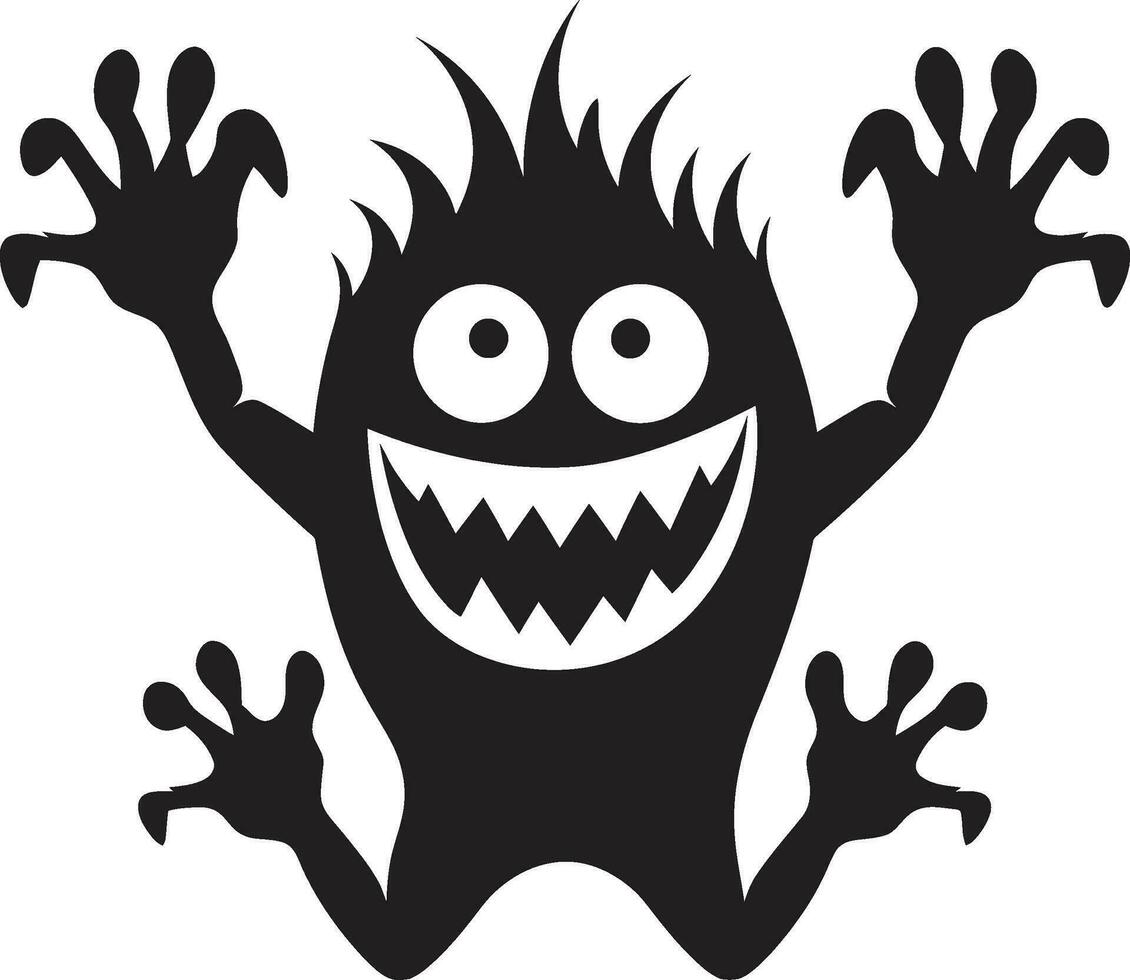 monsterlijk kunstenaarstalent zwart embleem met tekenfilm schepsel monster magie zwart logo ontwerp met icoon vector