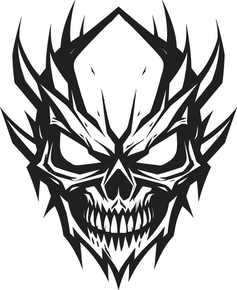 donker betovering zwart schedel logo elegantie in dood spookachtig symbool vector
