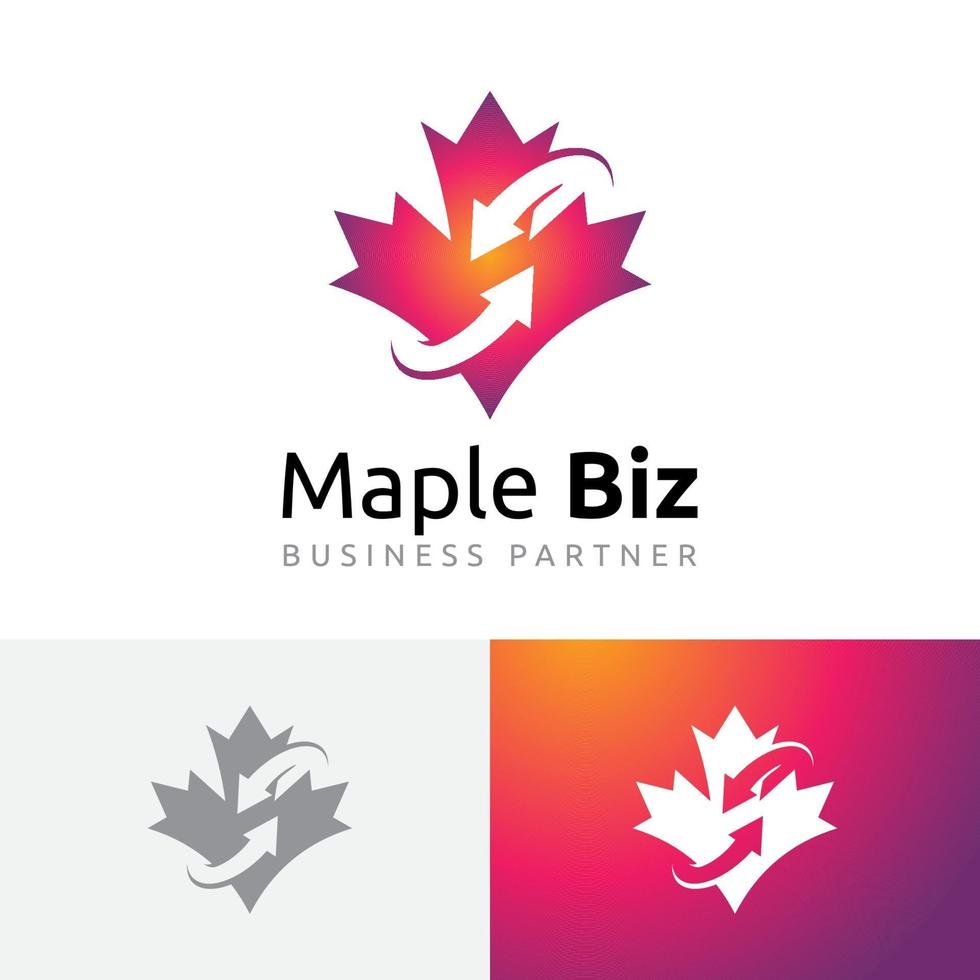 maple leaf zakenpartner oplossing pijl natuur logo vector