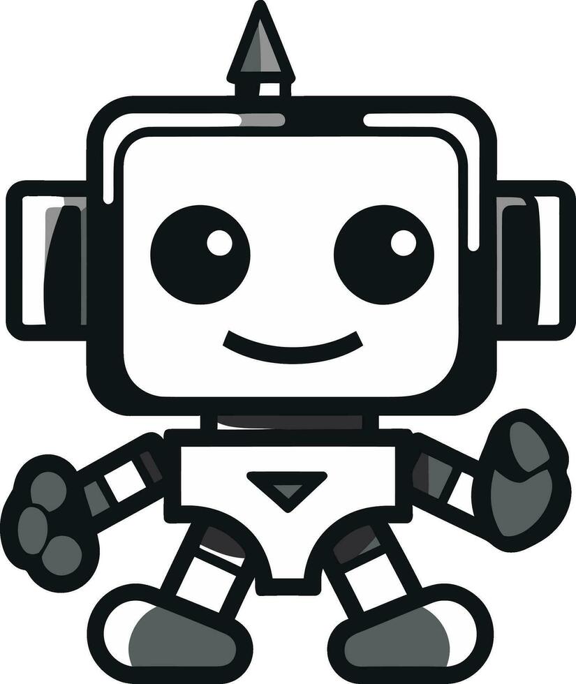 techno trooper een mini robot voogd spectrum schildwacht een futuristische miniatuur mascotte vector