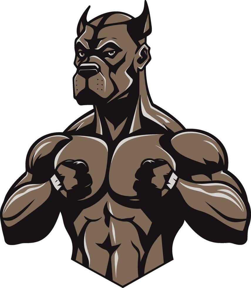 bokser macht zwart logo ontwerp met hond icoon zwart en stoutmoedig bokser hond vector mascotte