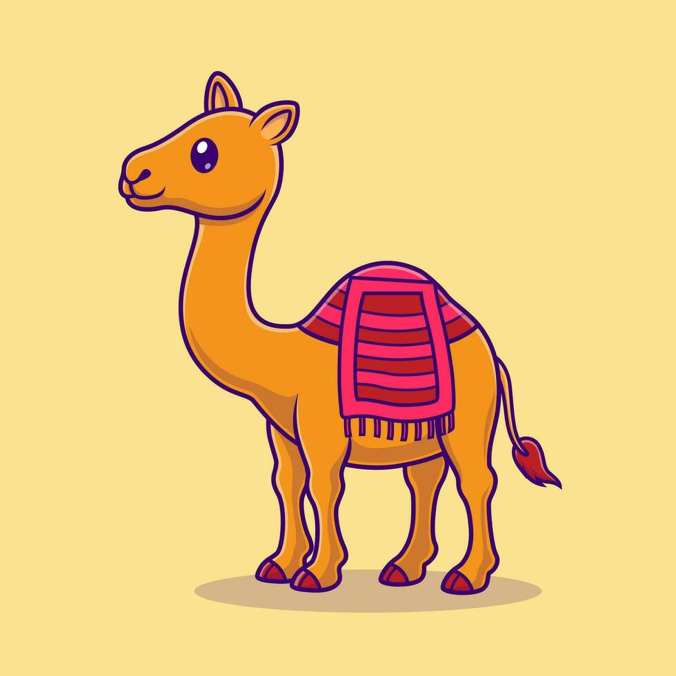 schattig kameel tekenfilm vector icoon illustratie. dier natuur icoon concept geïsoleerd premie vector. vlak tekenfilm stijl