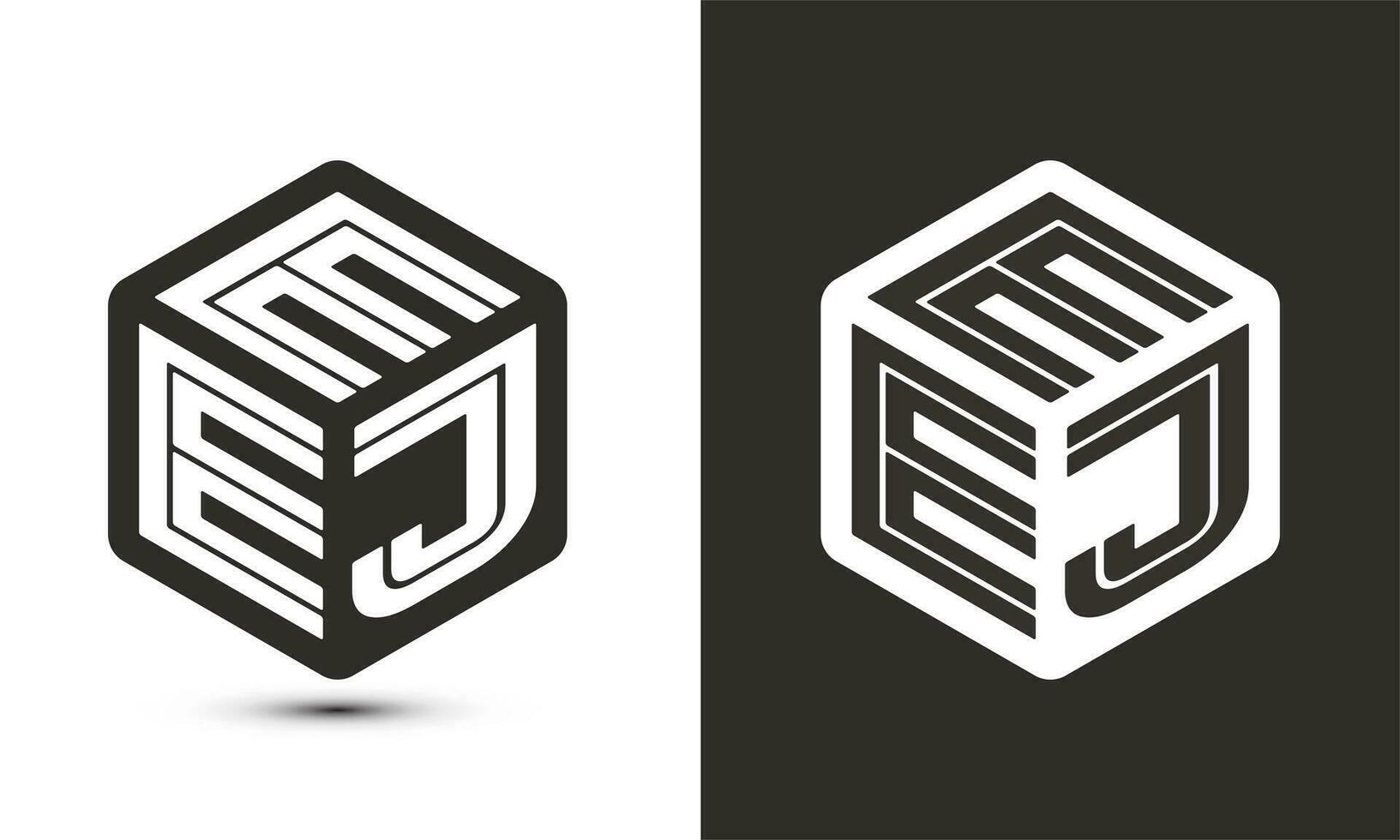 eej brief logo ontwerp met illustrator kubus logo, vector logo modern alfabet doopvont overlappen stijl.