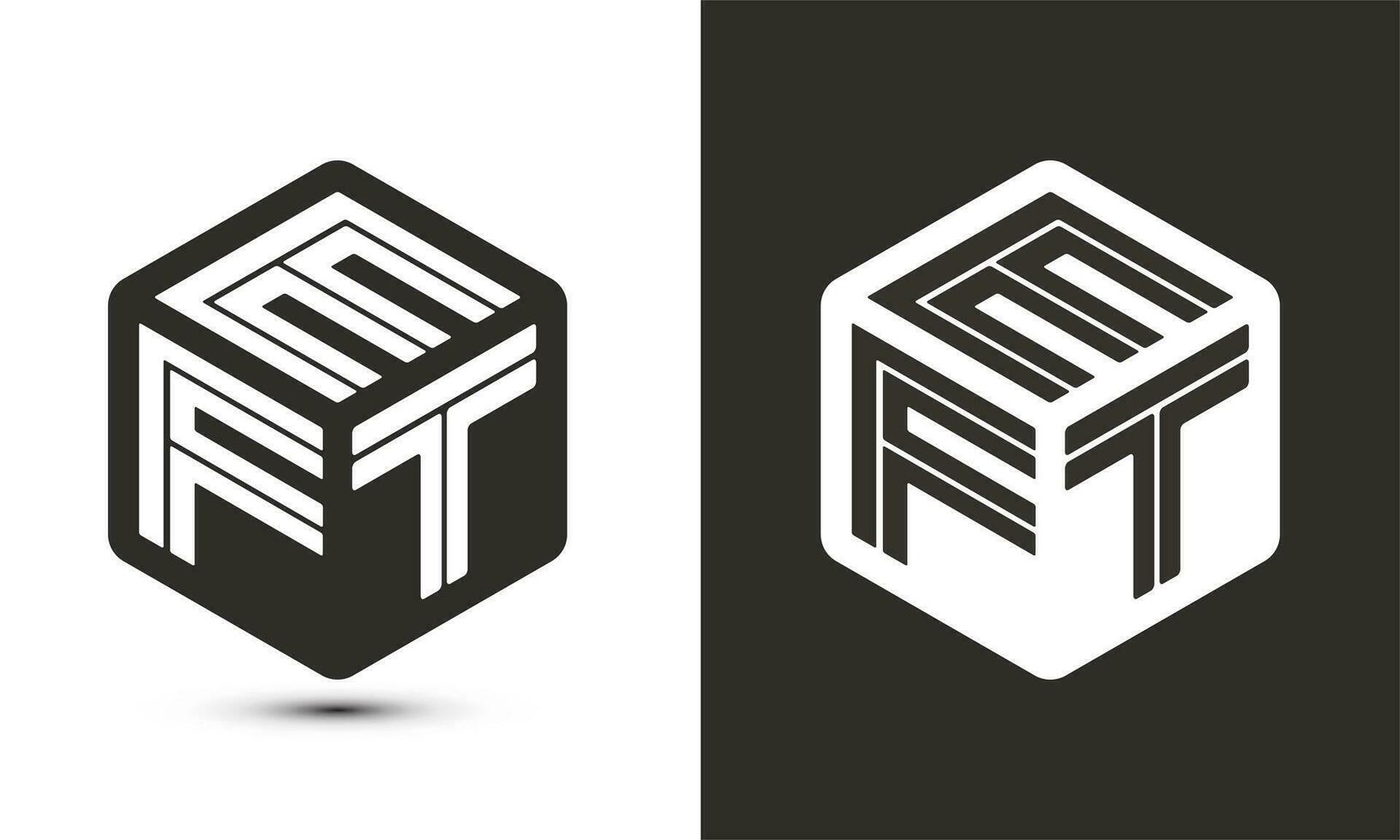 naar voren brief logo ontwerp met illustrator kubus logo, vector logo modern alfabet doopvont overlappen stijl.