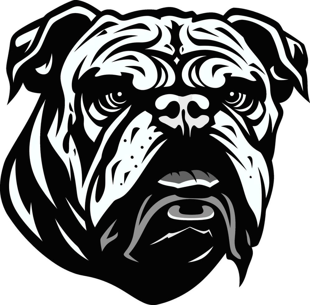 bulldog majesteit iconisch embleem in zwart monochromatisch macht zwart bulldog vector icoon