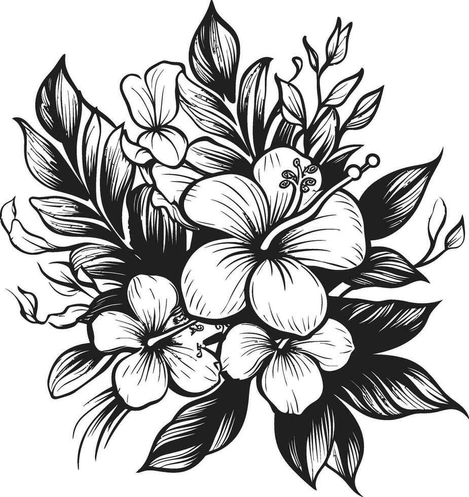 vector kunstenaarstalent onthuld exotisch bloemen logo tropisch schoonheid zwart bloemen icoon in vector