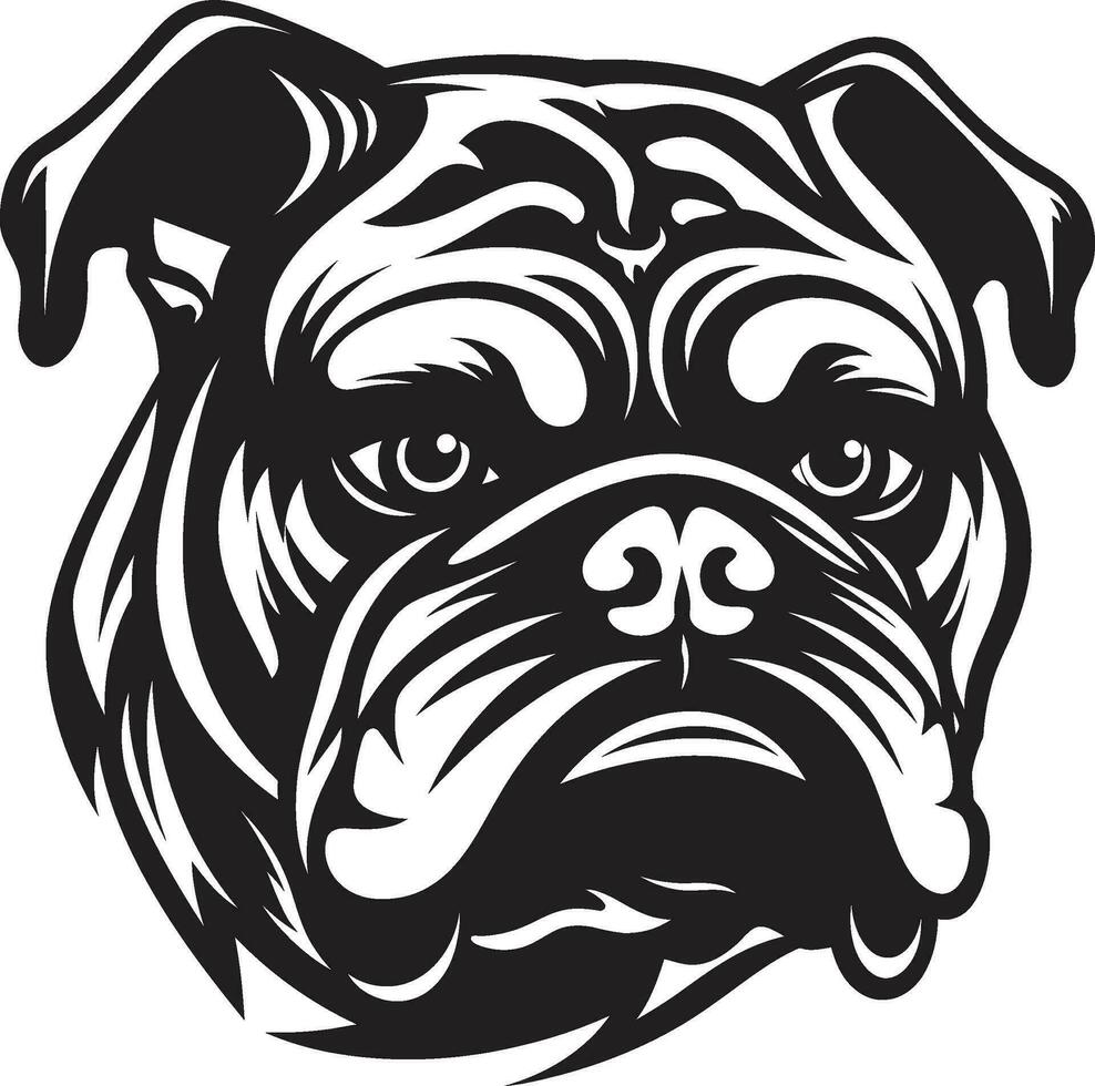 onverschrokken verdediger zwart logo met bulldog icoon bulldog royalty zwart logo vector icoon