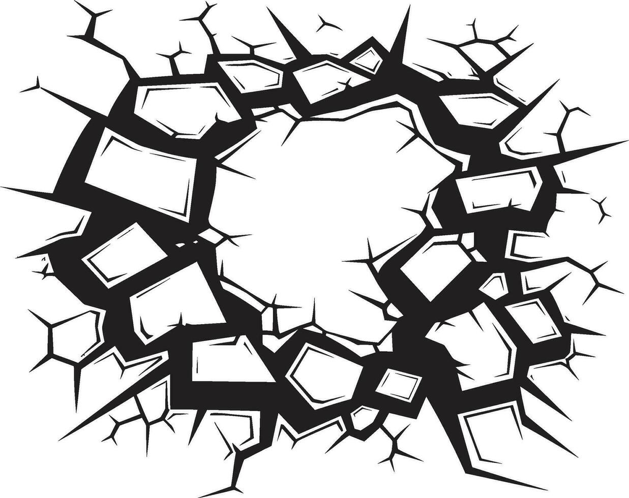 spannend doorbraak grappig boek gebroken muur logo dynamisch afbreken zwart vector icoon