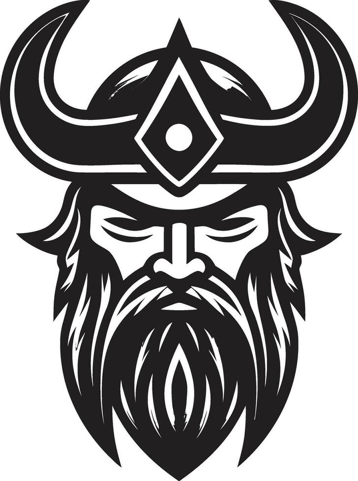 zwart viking chef een machtig embleem van moed overvallers van de fjord een viking mascotte in vector