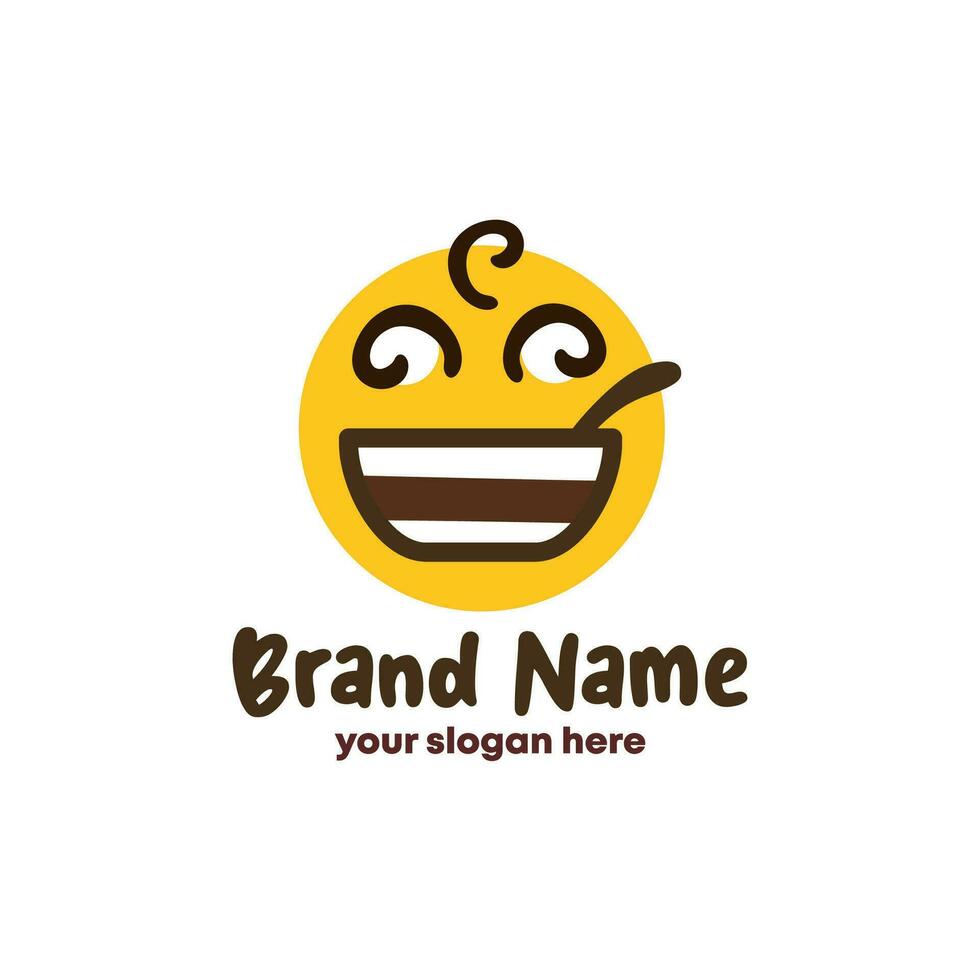 soep glimlach logo ontwerp, karakter icoon met glimlach silhouet vector