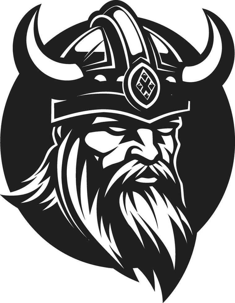 runegebonden berserker een viking mascotte van wijsheid ebon raider chef een zwart vector viking logo