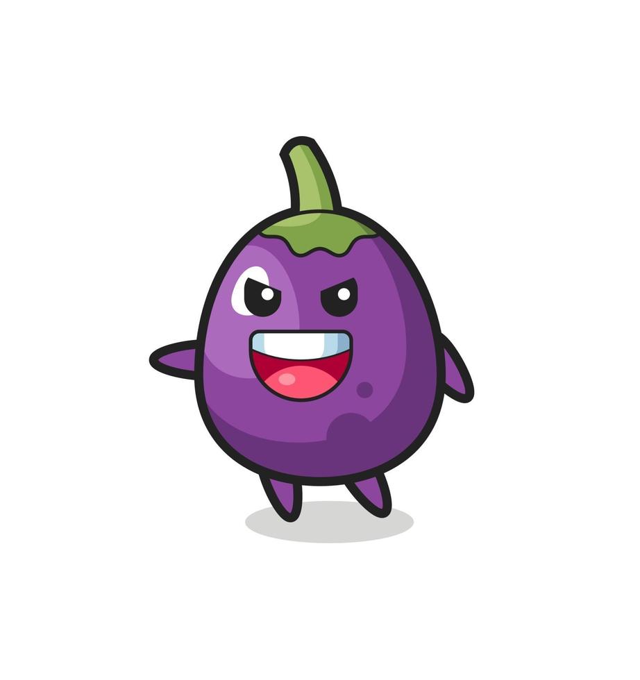 aubergine cartoon met zeer opgewonden pose vector