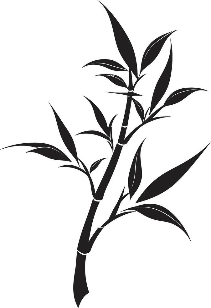 zen tuin charme zwart logo met bamboe fabriek elegant harmonie in zwart bamboe vector icoon