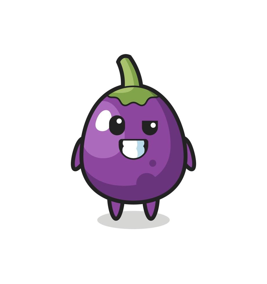 schattige aubergine mascotte met een optimistisch gezicht vector