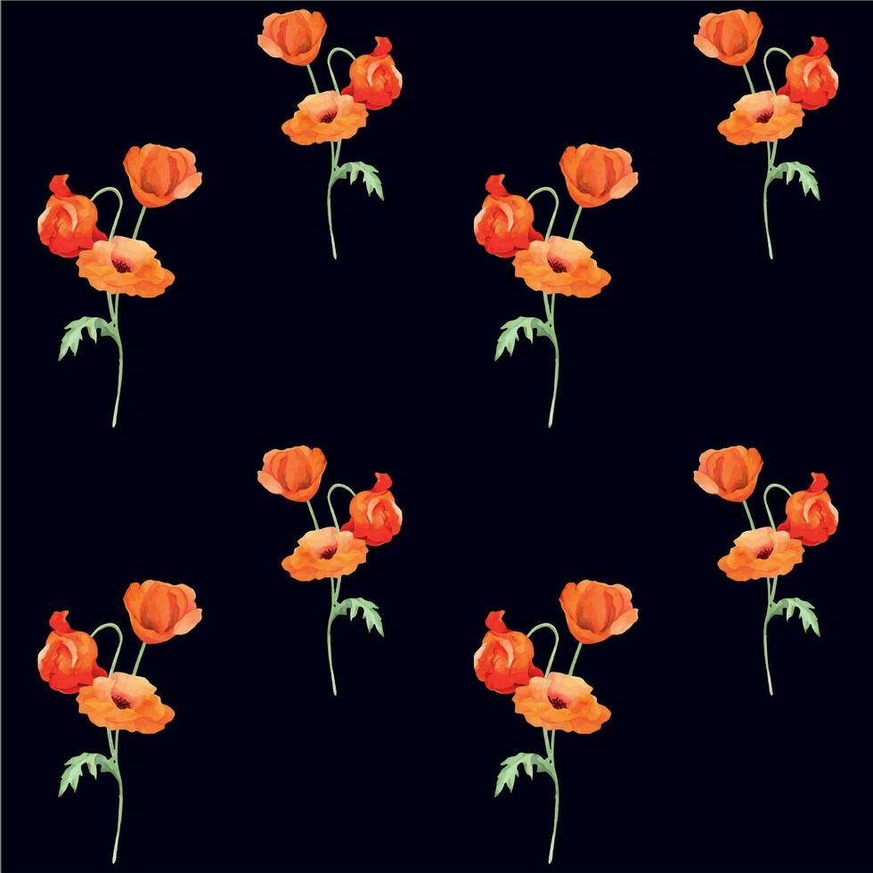 waterverf naadloos patroon met hand- getrokken zomer helder rood papaver bloemen. geïsoleerd Aan kleur achtergrond. ontwerp voor uitnodigingen, bruiloft, liefde of groet kaarten, papier, afdrukken, textiel vector