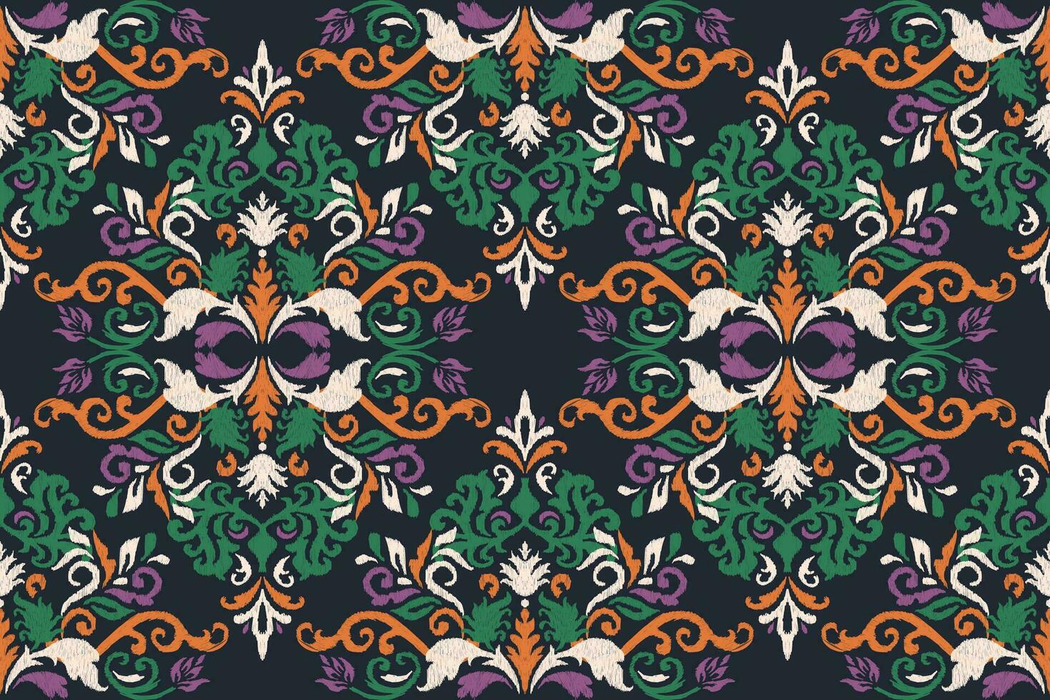 ikat bloemen paisley borduurwerk Aan zwart achtergrond.ikat etnisch oosters naadloos patroon traditioneel.azteken stijl abstract vector illustratie.ontwerp voor textuur, stof, kleding, verpakking, decoratie.