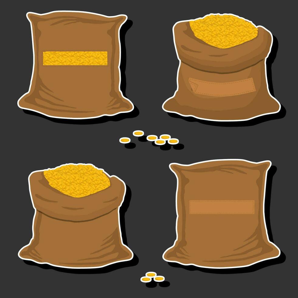 illustratie Aan thema groot gekleurde reeks verschillend types Tassen, vol zak van munten vector