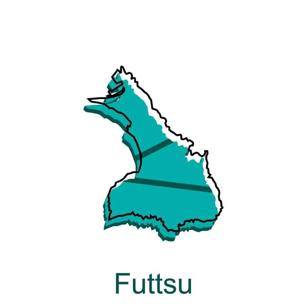 kaart stad van futtsu ontwerp, hoog gedetailleerd vector kaart - Japan vector ontwerp sjabloon