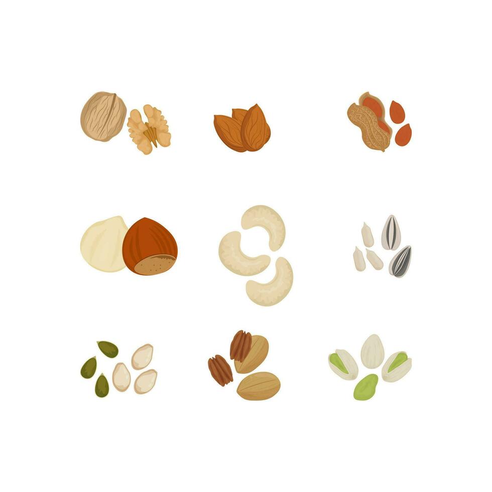 droog noten en zaden illustratie logo vector