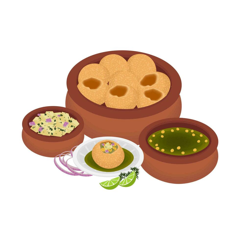 gemakkelijk illustratie logo van heerlijk pani puri fuchka fuchka of golgappa vector