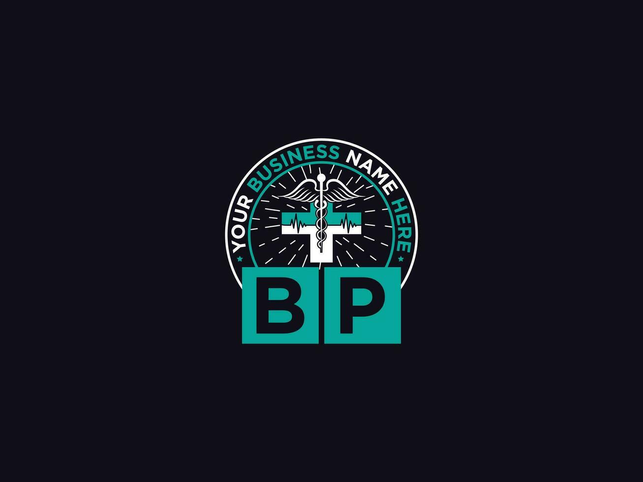 modern bp medisch logo, eerste artsen bp logo brief voor kliniek vector