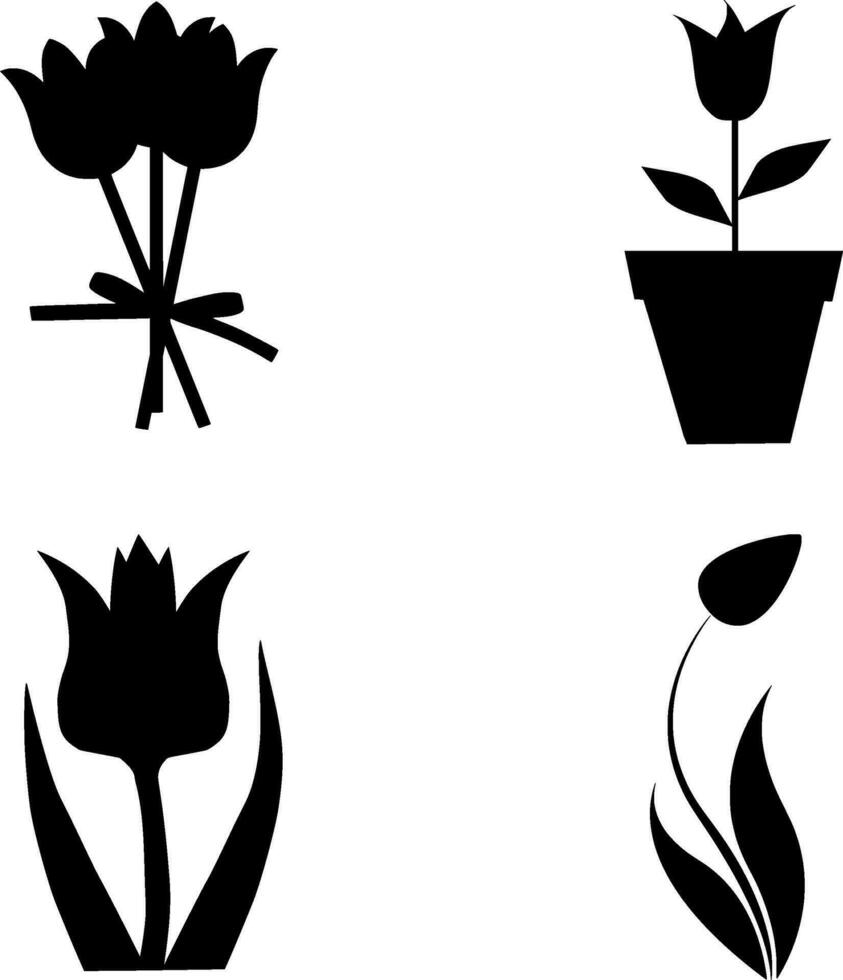 tulp silhouet vector Aan wit achtergrond