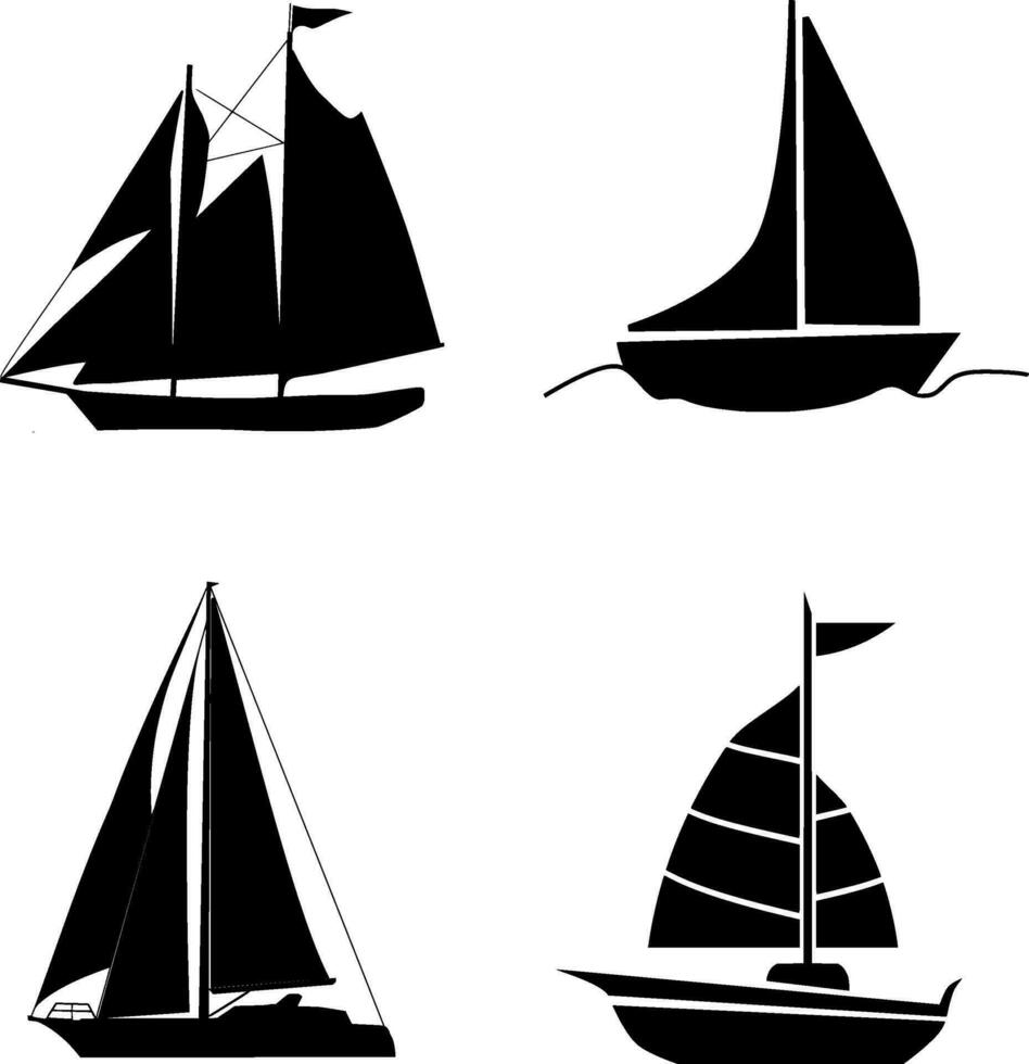 zeilboot silhouet vector Aan wit achtergrond