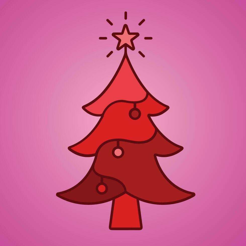 Kerstmis bomen, dennen voor groet kaart, uitnodiging, spandoek, web. nieuw jaren en Kerstmis traditioneel symbool boom met slingers, licht lamp, ster. winter vakantie. pictogrammen verzameling vector