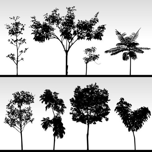 Kleine boom silhouet landschap. vector