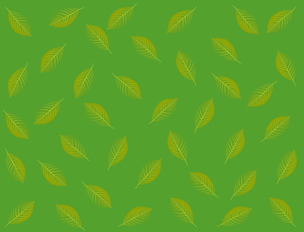 abstracte achtergrond in groene kleur met verspreide bladeren vector
