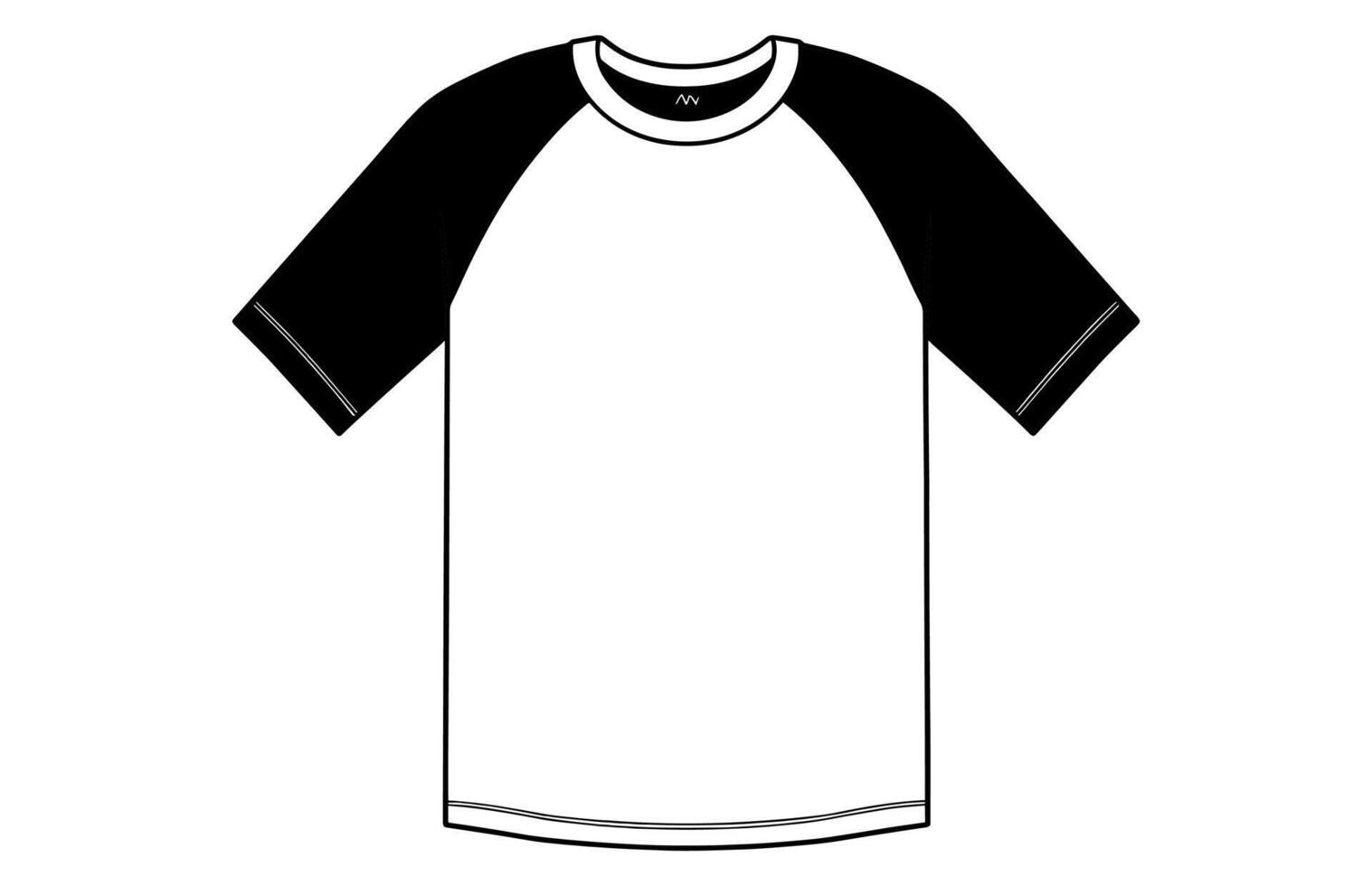 raglan mouw t overhemd vlak illustratie. raglan t overhemd vlak schetsen voor jongens. vector