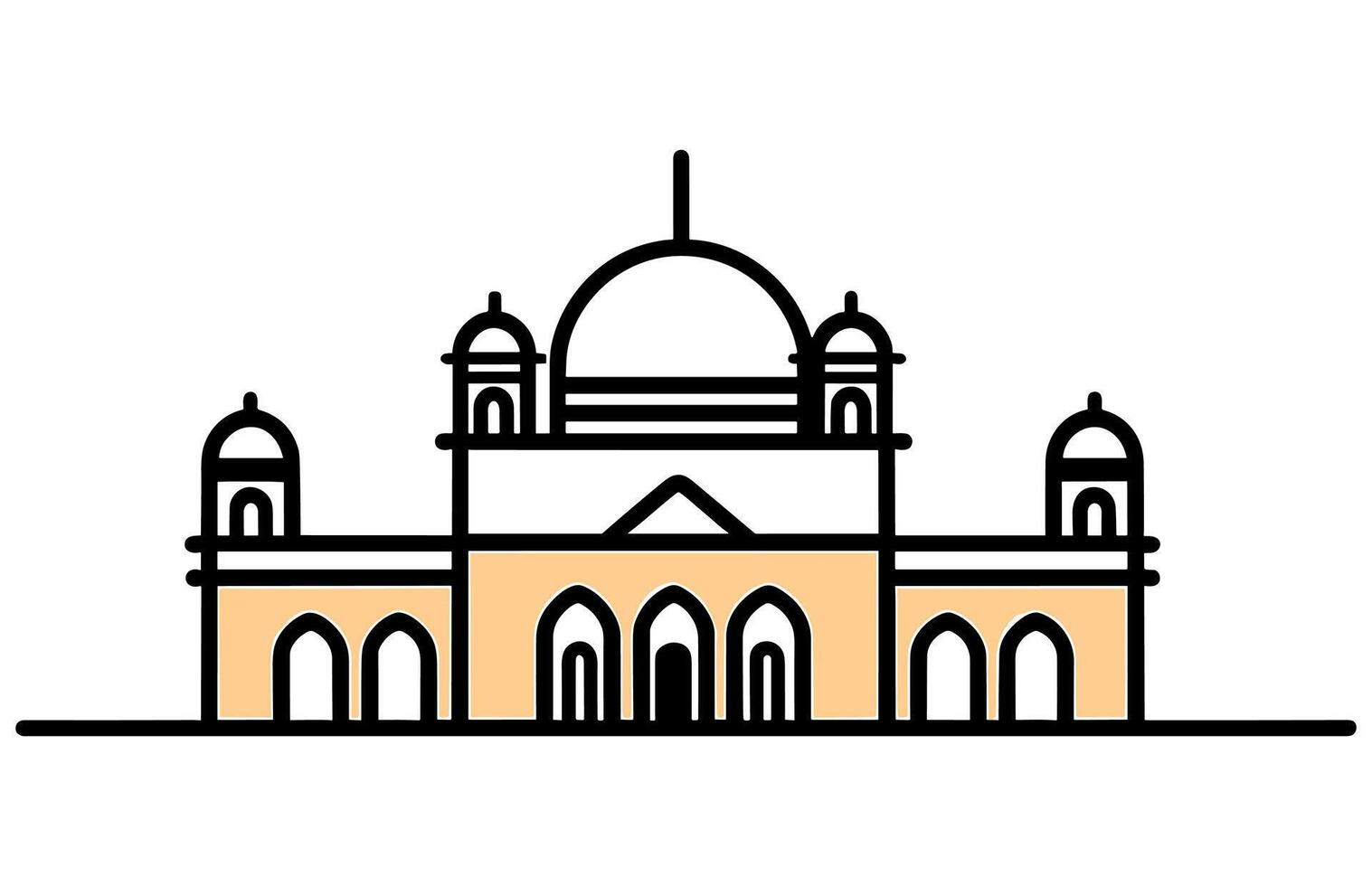 schets Delhi Indië stad horizon met historisch gebouwen geïsoleerd Aan wit. nieuw Delhi horizon Indië stad gebouwen vector lijn.