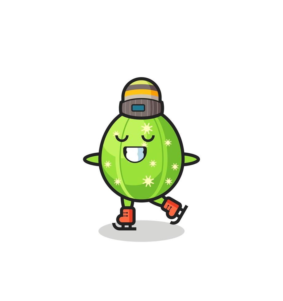 cactuscartoon als schaatser vector