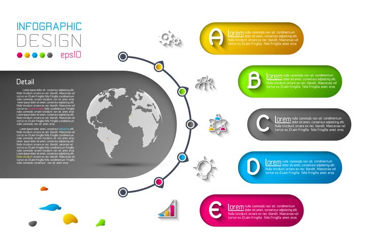 Abstracte zakelijke infographics stap opties sjabloon. vector