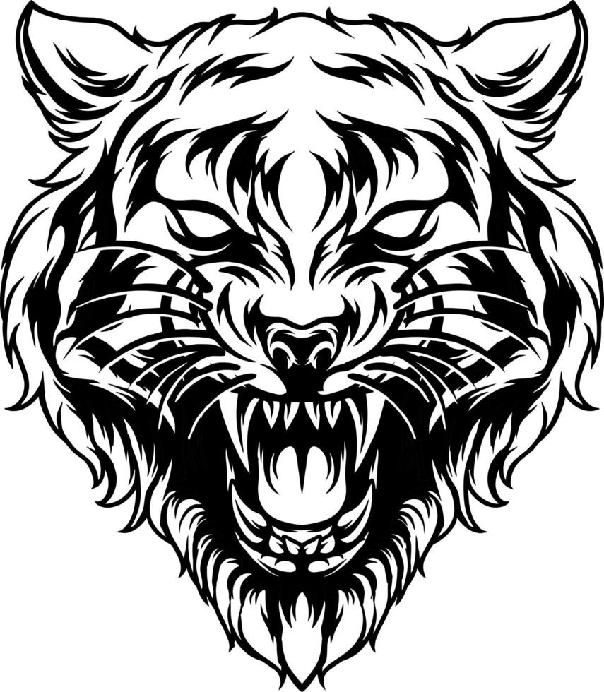 tijger hoofd silhouet vector