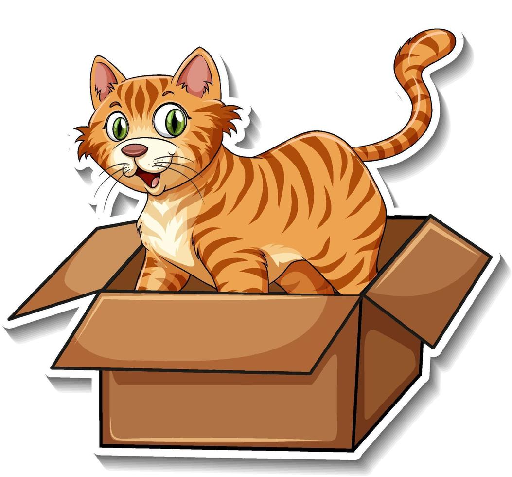 een stickersjabloon van een stripfiguur van een kat vector