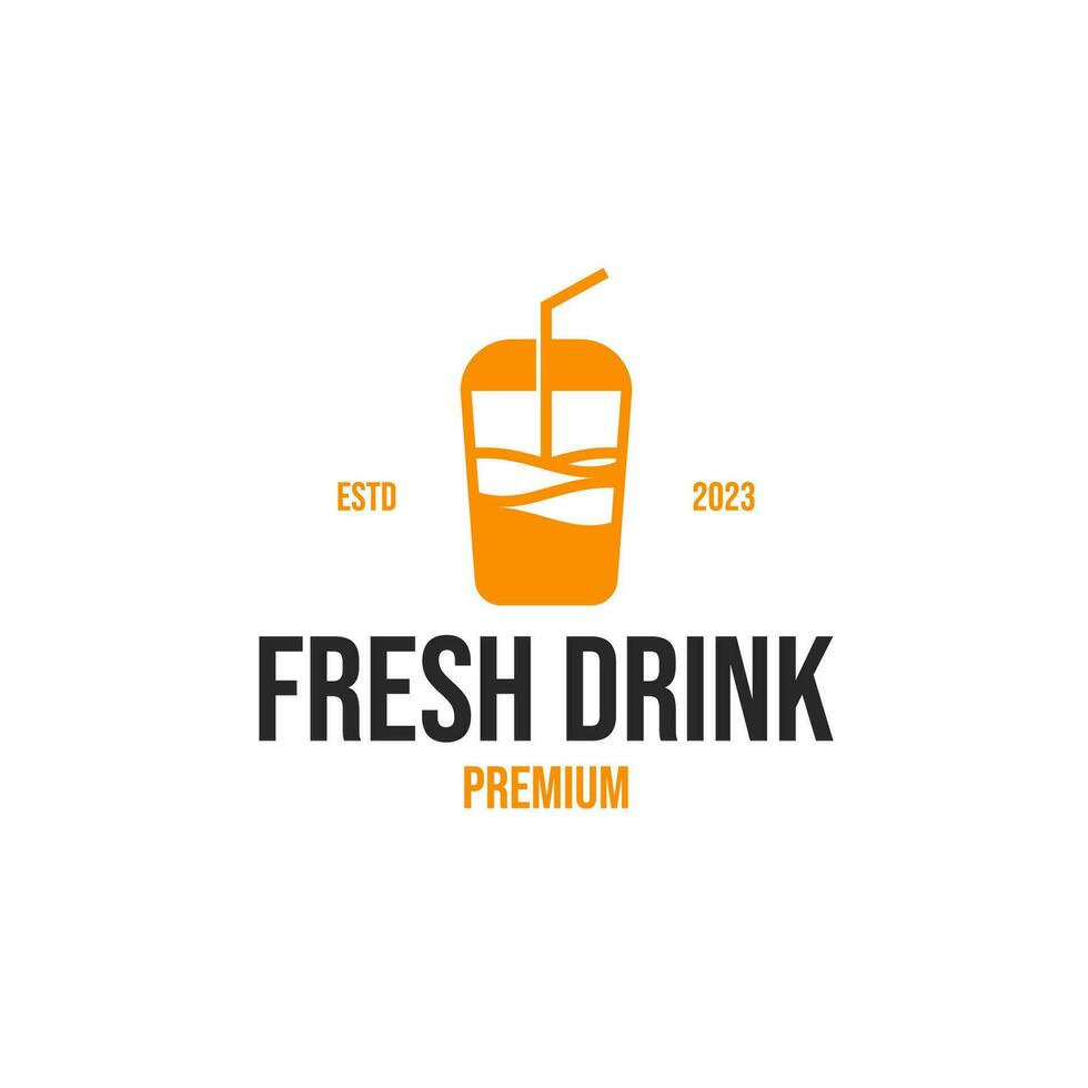 ijs drinken plastic glas logo ontwerp concept vector illustratie symbool icoon