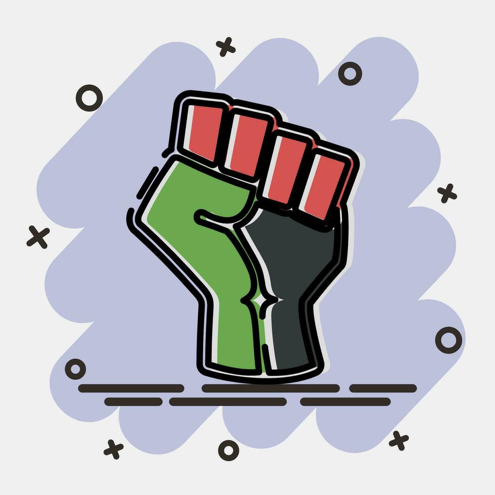 icoon verheven hand- met gebald. Palestina elementen. pictogrammen in grappig stijl. mooi zo voor afdrukken, affiches, logo, infografieken, enz. vector