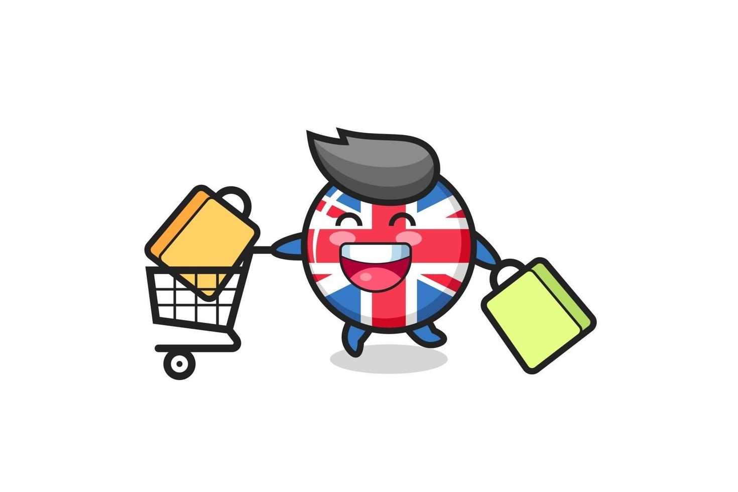 zwarte vrijdagillustratie met schattige mascotte van het vlagkenteken van het Verenigd Koninkrijk vector